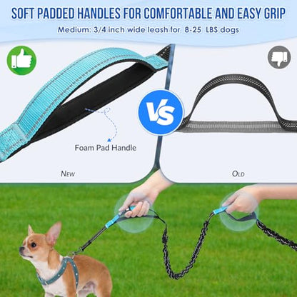 AUTOWT Hands Free Dog Leash for 2 Dogs, Adjustable Waist Belt with Zipper Pouch, Dual Handle Retractable Elastic Bungee with Reflective Stitches for Medium and Large Dogs Training Running - size: Medium
