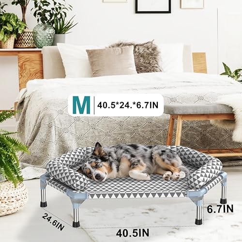 Orthopedic Dog Bed for Medium Dogs - Removable Bolsters & Cleanable Cover,Elevated Outdoor Dog Bed,Easy to Assemble,Up to 100lbs,Medium - size: 6 Sided Bolster Medium