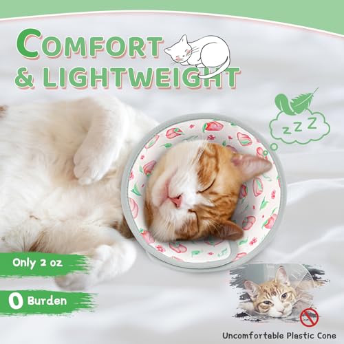 Cat Cone Collar Soft to Stop Licking, Adjustable, Foldable Lightweight Kitten Cones After Surgery Recovery for Cats & Kittens, Cat Cone Alternative, Easy Eating (PinkWhite, M) - color: PinkWhite, size: M