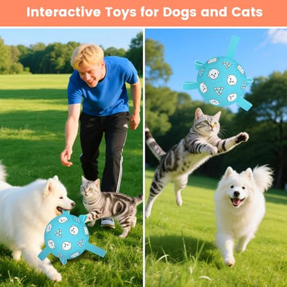 Dog Toy Soccer Ball with Grab Tabs, Durable Dog Soccer Ball, Dog Birthday Toys for Medium & Large Dogs, 8 Inch - color: Pale Blue, size: Large-8 Inch