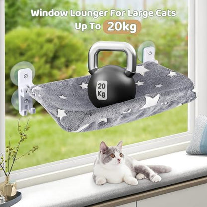 Machine Washable Cats Perches Featuring Antislip Suction Technology and Space Saving Folded Frame Space Saving Cats Window Bed - size: S