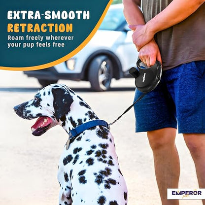 16 ft Retractable Dog Leash Black - Heavy Duty Retractable Pet Leash with Anti-Slip Grip for Medium to Large Dogs up to 110 lbs -Aura BB16 - color: Black, size: 16 ft