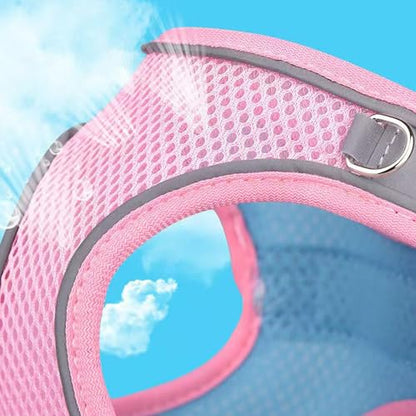 Dog Harness and Leash Set, No Pull Soft Mesh Pet Harness, Reflective Adjustable Puppy Vest for Dogs/Cats - color: Pink, size: Medium