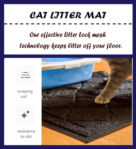 Cat Litter Mat Traps Litter from Litter Box XL Size 47"X36" Durable Trapping Rug, Non-Slip and Waterproof, Easy to Clean - color: Brown