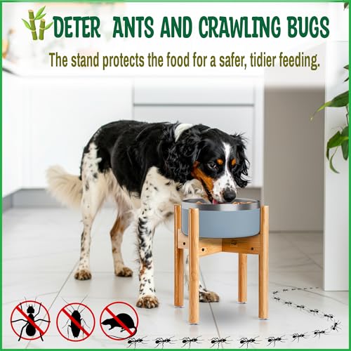 Dog Bowl Stand - Mid-Large Dogs Suitable - Elevate, Raise Bowl to 12-inch High - Adjustable, Fits Any Pet Food/Water Feeders, and Fountains - Durable Bamboo - color: Bamboo, size: For Large Dogs - 11 inch Height