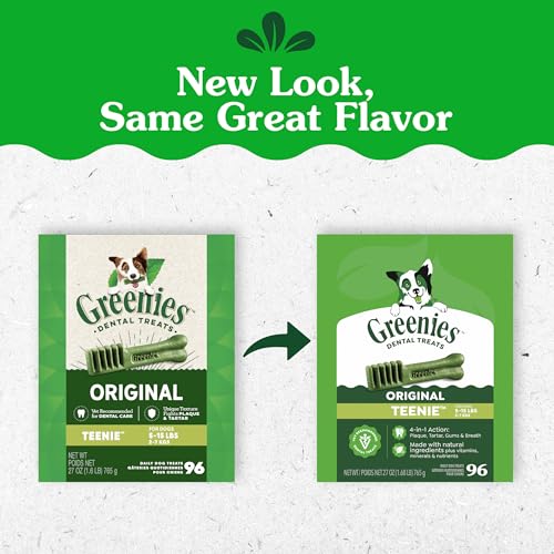 Greenies Veterinarian-Recommended Adult Natural Dental Dog Treats Teenie Size, Dog Dental Chews, Original Flavor, 27 oz. Pack, 96 Count - size: 96 Count (Pack of 1)