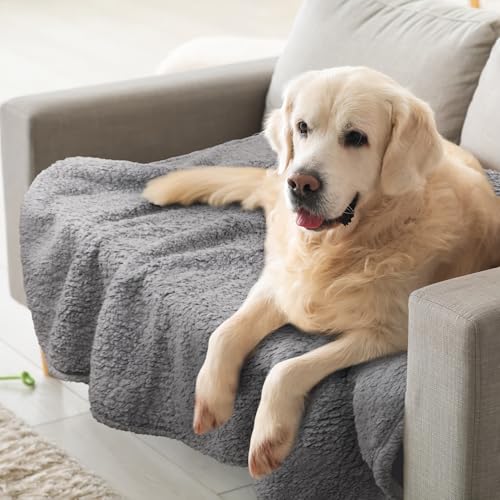 furrybaby Dog Blanket Soft Dog Blankets for Large Dogs Puppy Essentials Washable Sherpa Fleece Cat Blanket 41x65 Inches for Bed Furniture Couch Sofa (X Large, Grey) - color: Grey Blanket, size: 41x65in (pack of 1)