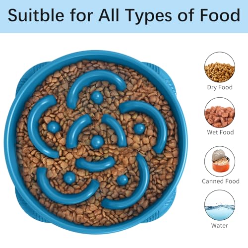 MateeyLife Large Slow Feeder Dog Bowls 2PCS, Anti-Choking Puzzle Dog Food Bowls, Anti-Slip Interactive Feeding Slow Down Eating, Bloat Stop Maze Dishes for Large Breeds 4 Cups Purple&DarkBlue - color: C-Purple&DarkBlue, size: Large