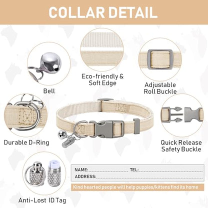 Small Pet Harness Collar and Leash Set, Step in No Chock No Pull Linen Fabric Soft Mesh Dog Vest Harnesses Reflective for Dogs Puppy Cats Kitten Rabbit (Khaki, L) - color: Khaki, size: Large