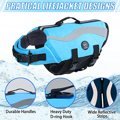EMUST Dog Life Vests, Adjustable Life Jackets for Small Dogs with Enhanced Buoyancy, Small Dog Swim Vest with Durable Rescue Handle, Blue,XS - color: Blue, size: XS
