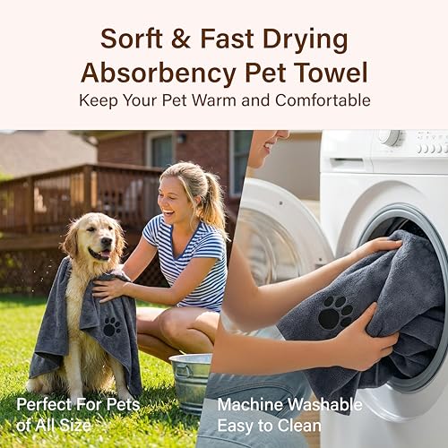 7PCS Dog Bath Supplies, Pet Grooming Kit for Dogs & Cats and Horses - Dog Washing Gloves, Pet Grooming Gloves, Dog Towel 40'' X 23.6'', Dog Bath Brush, Dog Shampoo Brush, Dog Finger Toothbrush (Blue)