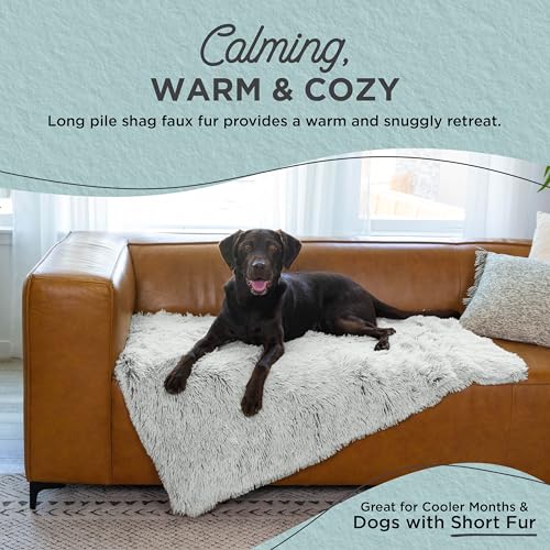 Best Friends by Sheri Calming Shag Dog Blanket – Ultra Soft Faux Fur Pet Throw, Anxiety-Relief, Lightweight Warm Bed Cover for Dogs and Cats, Machine Washable, Frost Gray, 40" x 50" - color: Frost, size: 40" x 50"