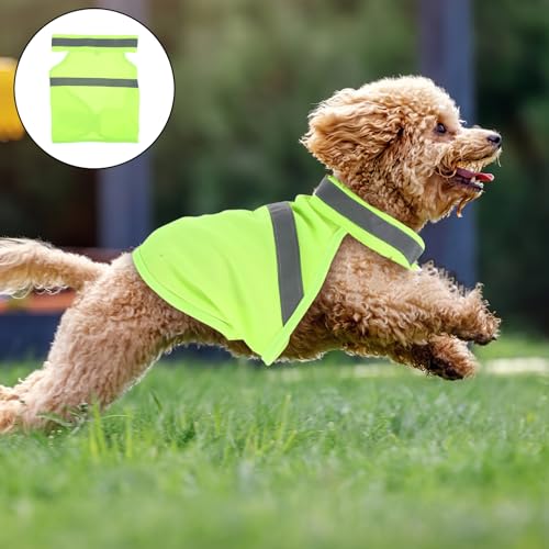 POPETPOP Dog Reflective Vest, High Visibility Dog Safety Service Vest, Adjustable Breathable Summer Clothes for Night Outdoor Hunting Walking (Fluorescent Yellow)
