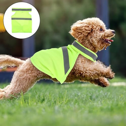 POPETPOP Dog Reflective Vest, High Visibility Dog Safety Service Vest, Adjustable Breathable Summer Clothes for Night Outdoor Hunting Walking (Fluorescent Yellow)