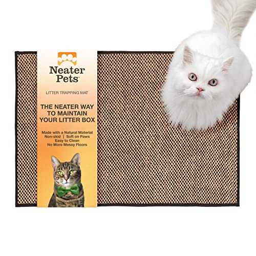 Neater Pets Jute Cat Litter Trapping Mat - Catches Spilled Litter Mess from Kitty Litter Box to Protect Floors, Soft on Cats Paws, Anti-Skid Backing, Easy to Clean, Checkered, 24" x 36" - color: Checkered