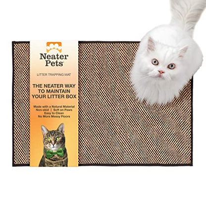 Neater Pets Jute Cat Litter Trapping Mat - Catches Spilled Litter Mess from Kitty Litter Box to Protect Floors, Soft on Cats Paws, Anti-Skid Backing, Easy to Clean, Checkered, 24" x 36" - color: Checkered