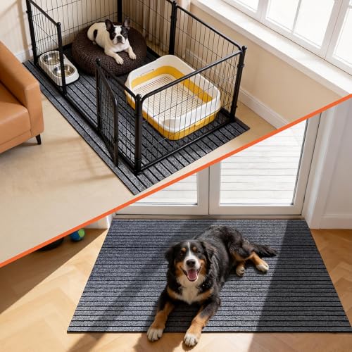 46" X 60" Mat for Under Dog Crate，Pad Dog Crate Mat Liner Floor Protector Washable Absorb Non-Slip Waterproof for Kennel Training, Protects Floors Easy Clean Cuttable - size: 46*60inch