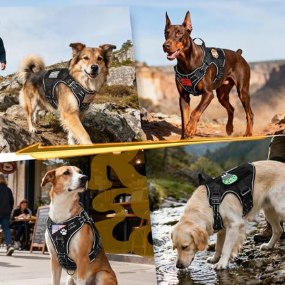 rabbitgoo Tactical Dog Harness Small Sized, No Pull Upgraded Reflective Heavy Duty Molle Vest with Handle, Adjustable Military Service Dog Vest for Walking Hiking Training, Black, S - color: Black Reflective, size: Small