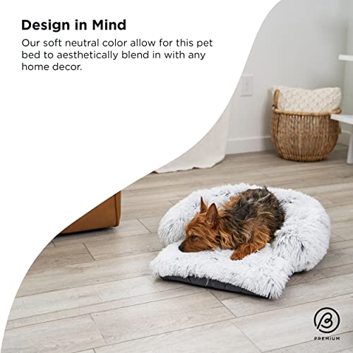 Best Friends by Sheri Nap Mat Dog Bed with Bolster - Washable Crate Pad, Removable Cover, Frost, Small, 22x15 - size: Small
