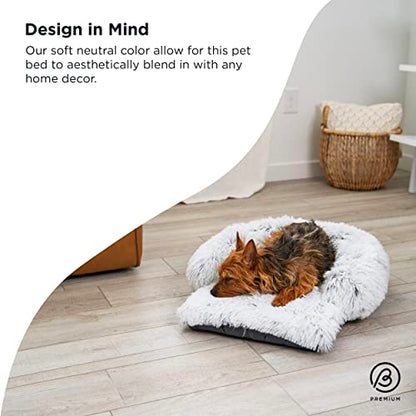 Best Friends by Sheri Nap Mat Dog Bed with Bolster - Washable Crate Pad, Removable Cover, Frost, Small, 22x15 - size: Small