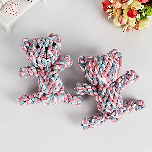 Dog Toys Puppy Teething Chew Toys,Pet Chew Toy Cat Chew Toy,Safe Braided Rope Toys Healthy Handmade Gift - color: pink and white bear