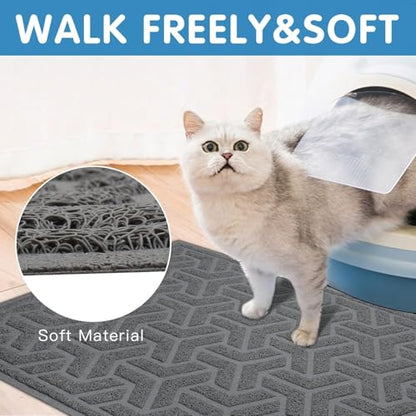 UPSKY Cat Litter Mat, Litter Trapping Mat Soft on Kitty Paws, Large Litter Box Mat 35" x 24" Scatter Control for Indoor Cats Waterproof and Extra Large Pretty Litters Carpet - color: A-Gray