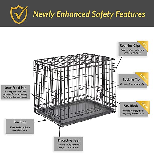 Midwest Homes for Pets 24-Inch New World Crate for Small Breeds, 12-20 lbs, Double Door Folding Dog Crate, Leak-Proof Tray & Secure Latches, Portable, Durable & Easy to Assemble - size: 24.8"L x 17.9"W x 19.5"H