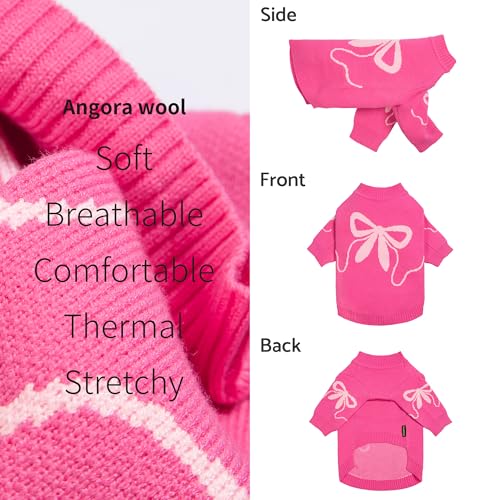 Fitwarm Bowknot Valentines Sweater, Thermal Winter Clothes for Small Dogs Girl, Charming Valentines Outfit, Puppy Chihuahua Jumper, Holiday Pet Apparel, Pink, Extra Small - color: Bowknot, size: X-Small