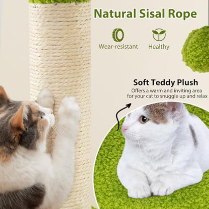 PETSITE Palm Cute Cat Tree, 48 Inches Tall with Sisal Scratching Posts, Condo, Dangling Ball, and Self Groomer, Ideal for Indoor Small & Medium Cats (19 x 16 x 48 inches) - size: 19 x 16 x 48 inches