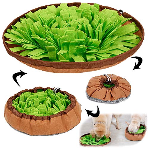 AWOOF Pet Snuffle Mat for Dogs, Interactive Feed Game for Boredom, Encourages Natural Foraging Skills for Cats Dogs Bowl Travel Use, Dog Treat Dispenser Indoor Outdoor Stress Relief - color: green