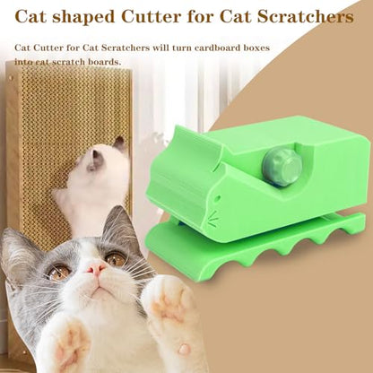 Cardboard Cutter for Cat Scratchers with 10pcs Blade,3D Printed Card Board Cutter Kids DIY Cat Scratchers Cardboard Strip Tool Machine for Cat Lovers (Green) - color: Green
