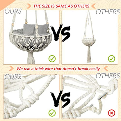 Juexica 3 Pcs Macrame Cat Hammock, Including Hanging Kitten Bed Scratcher Scratch Pad Swing Bed for Small Cat Small Dog(40 x 12 Inch,Cute Style)