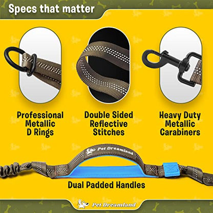 Exquisite Hands-Free Leash for Large Dogs. Ultimate Comfort & Freedom for Walking, Running, Hiking. Premium Quality & Versatile Waist Belt. Your Dog Will Love This Running Leash. - color: Grey & Blue