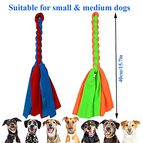 ASOCEA 2 Pack Dog Fleece Rope Toy for Dog Chase and Tug Pet Interactive Cotton Chew Toy Dog Tether Lure Toy Dog Flirt Pole Replacement Toys to Outdoor Exercise & Training - color: Blue+Green