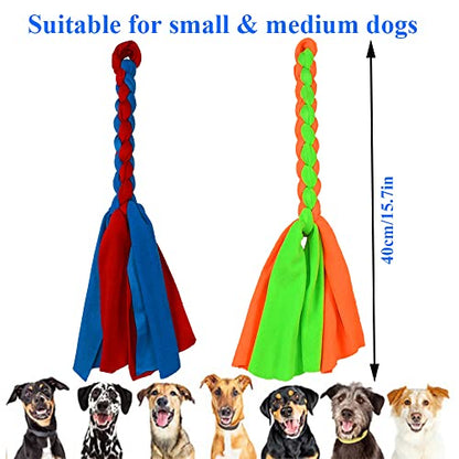 ASOCEA 2 Pack Dog Fleece Rope Toy for Dog Chase and Tug Pet Interactive Cotton Chew Toy Dog Tether Lure Toy Dog Flirt Pole Replacement Toys to Outdoor Exercise & Training - color: Blue+Green