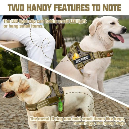 AUROTH Dog Harness and Leash Set, Soft Padded Service Dog Vest with 5.25FT Dog Leash, No Choke, Easy On Pet Vest, Adjustable Reflective No Pull Dog Harness for Large Dogs, Easy Walking and Training - color: Desert Camo, size: Large