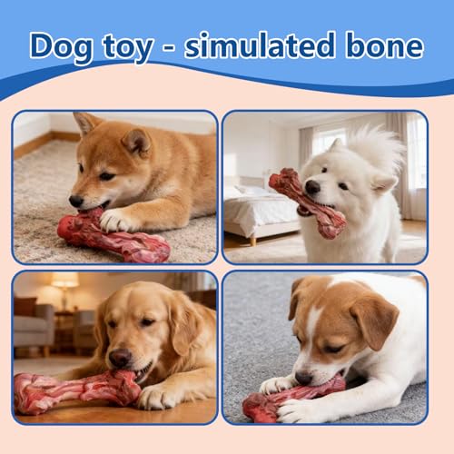 Indestructible Simulated Bone Dog Chew Toy - Food-Grade Natural Rubber for Aggressive Chewers, Dental Cleaning Toy for Small/Medium/Large Breeds