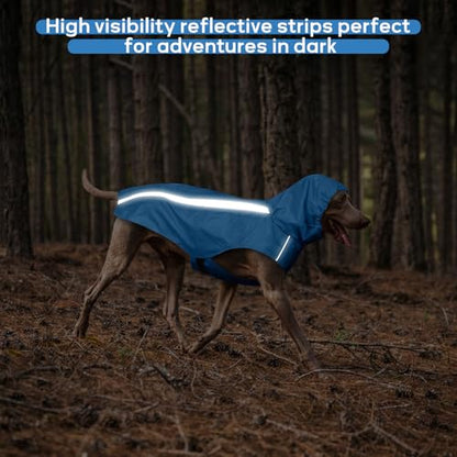 Dog Raincoat with Reflective Strip Hoodie, Waterproof Dog Raincoats, Adjustable Lightweight Hooded Poncho Dog Rain Jacket, Snowproof Windproof Clothes, Dog Raincoat for Large Dogs - color: Blue, size: XXXL
