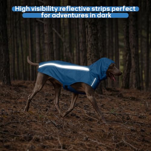 Dog Raincoat with Reflective Strip Hoodie, Waterproof Dog Raincoats, Adjustable Lightweight Hooded Poncho Dog Rain Jacket, Snowproof Windproof Clothes, Dog Raincoat for Medium Dogs - color: Blue, size: M