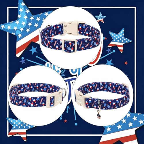 4th of July Dog Collar Patriotic Popsicle Dog Collars for Puppy Small Dogs - Lightweight Adjustable Navy Independence Day Puppy Collars Cute Summer Pet Safety Collar XS - color: Patriotic Popsicle, size: XS
