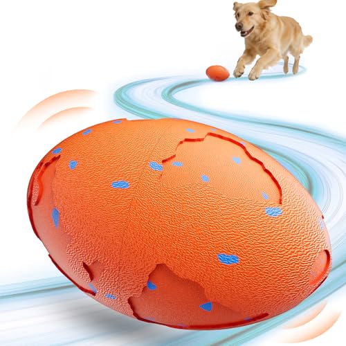 Interactive Dog Toy, Pet Ball Toys Automatic Moving Bouncing and Rotating, Solid E-TPU Material, IPX7 Waterproof Active Rolling Balls for Small, Medium and Large Dogs(Vorange) - color: Orange, size: Oval