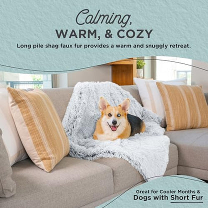Best Friends by Sheri Calming Shag Dog Blanket – Ultra Soft Faux Fur Pet Throw, Anxiety-Relief, Lightweight Warm Bed Cover for Dogs and Cats, Machine Washable, Frost Gray, 30" x 40" - color: Frost, size: 30" x 40"