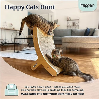 Hepper Hi-Lo Cardboard Cat Scratcher with Real Wood & Metal Frame - 3-Position Cat Scratchers for Indoor Cats - Curved Cat Scratching Board Activates Muscles - Cat Scratching Post for Large Cats - size: Hepper Hi Lo Scratcher Unit
