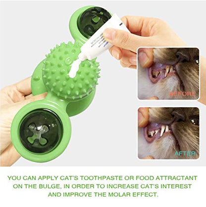 GBSYU Interactive Windmill Cat Toys with LED Light Ball, Catnip, Suction Cup, Cat Exercise, Green - color: Green