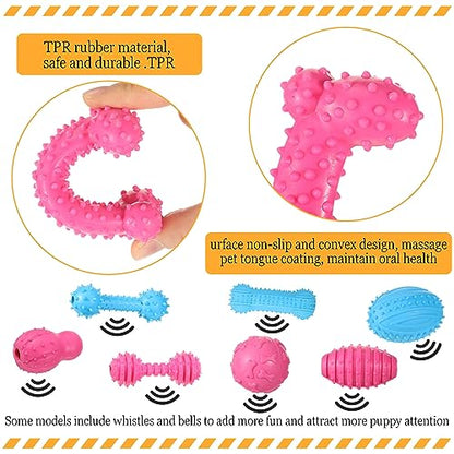 Jenaai 50 Pack Puppy Toys Chew for Teething Cute Soft Dog Toys Interactive Teething for Small Dogs Anxiety Relief Cleaning Teeth, Assorted Style