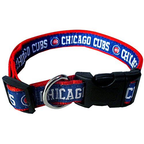 MLB Chicago Cubs Licensed PET COLLAR- Heavy-Duty, Strong, and Durable Dog Collar. Available in 29 Baseball Teams and 4 Sizes - color: Chicago Cubs, size: Medium