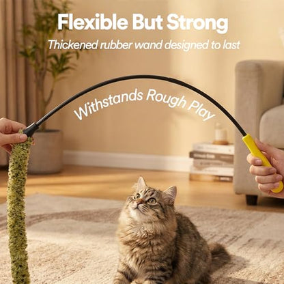 ZEZE Forest Snake Cat Teaser Wand Toy, 50.5” Interactive Feather Cat Toy with Crinkle Sound, Flexible Rubber Wand & Non-Slip Handle for Indoor Cats Play