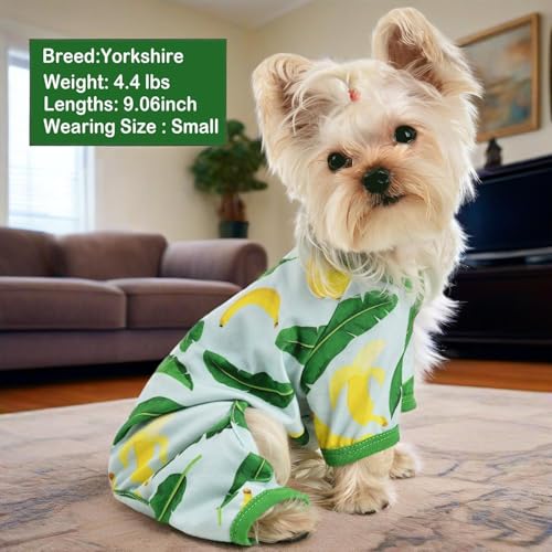 Dog Pajamas for Small Dogs, Soft Thin Pjs Jammies Cat Doggie, Summer Pet Cute Puppy Clothes Outfits Dogs Boy Girl(Banana,XS) - color: Banana, size: X-Small (Chest 11.8 in)