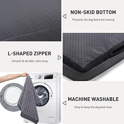 Dog Crate Bed Waterproof Jumbo Dog Beds for Extra Large Pets Rose Velvet Soft Fluffy Washable with Removable Cover & Anti-Slip Bottom, 47 x 29 Inch, Gray - color: Grey, size: 47.0"L x 29.0"W x 4.0"Th