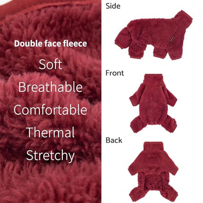 Fitwarm Fuzzy Fleece Dog Christmas Pajamas, Dog Winter Clothes for Small Dogs Girl Boy, Velvet Dog Onesie, Pet Jumpsuit, Doggy Apparel, Maroon, XL - color: Maroon, size: X-Large